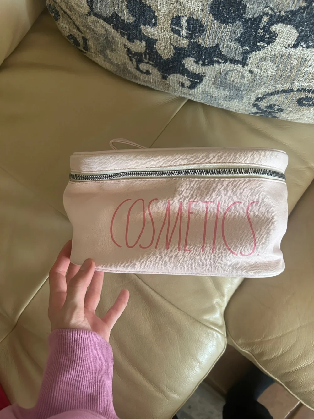 Rae Dunn Cosmetics Pink Travel Makeup Bag